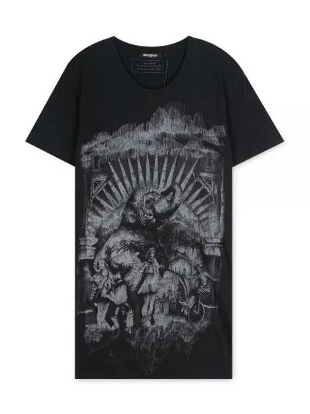 Elephant Print Short Sleeve T-Shirt Black - BALMAIN - BALAAN 2