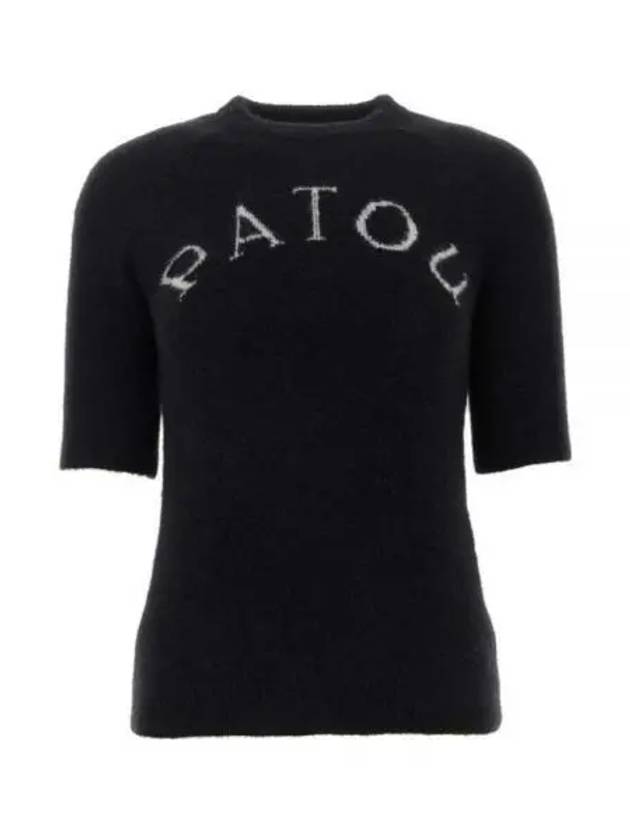 Intarsia Logo Short Sleeve Knit Top Black - PATOU - BALAAN 2