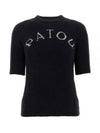 Intarsia Logo Short Sleeve Knit Top Black - PATOU - BALAAN 2