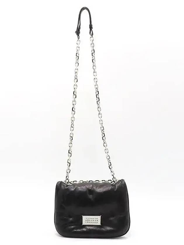 Maison Margiela SB1WG0019 Black Nappa Leather Glam Slam Small Flap Chain Shoulder Bag - MAISON MARGIELA - BALAAN 3