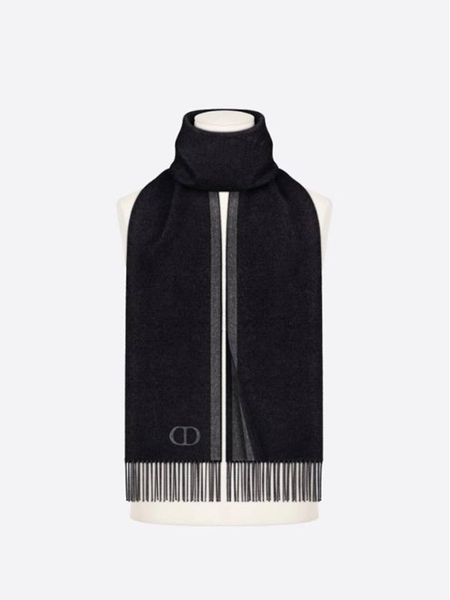 Essentials Double Sided CD Icon Silk Muffler Grey Black - DIOR - BALAAN 3