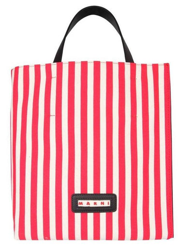 Logo Striped Tote Bag Red - MARNI - BALAAN 1