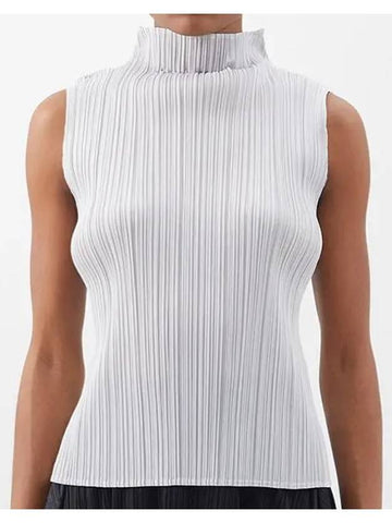 Pleated fleece Issey Miyake tech plated rib turtleneck tank top - ISSEY MIYAKE - BALAAN 1