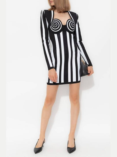 Balmain Dress With Striped Pattern, Women's, Black - BALMAIN - BALAAN 2