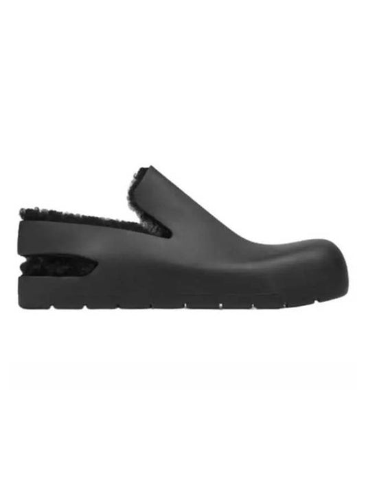 Puddle Shearling Sandals Black - BOTTEGA VENETA - BALAAN 1