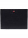 Pebble Grain Leather Large Zipper Laptop Holder Black - THOM BROWNE - BALAAN 2