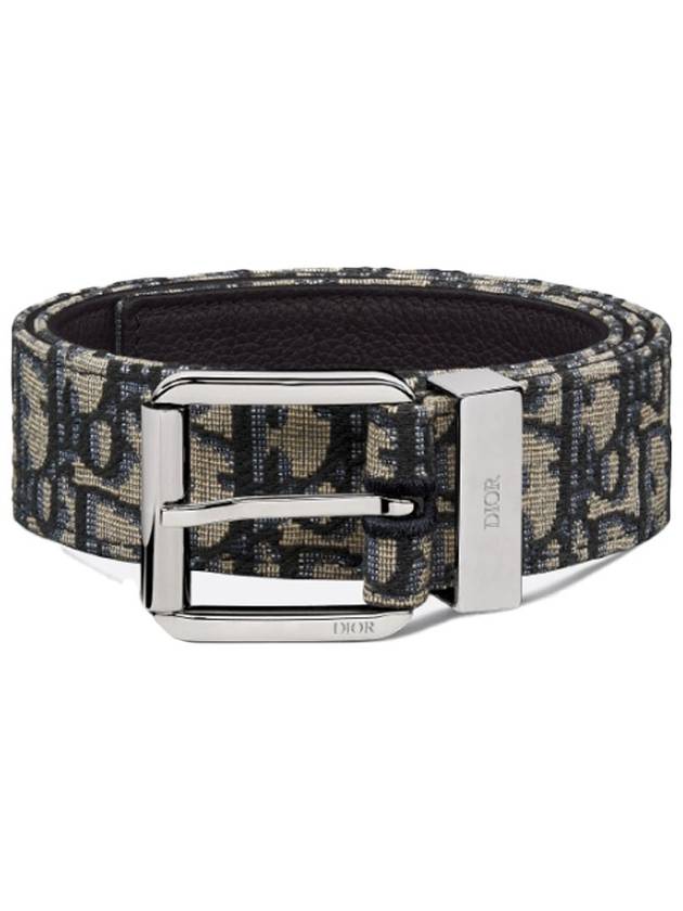 Logo Jacquard Leather Belt Black Beige - DIOR - BALAAN 3