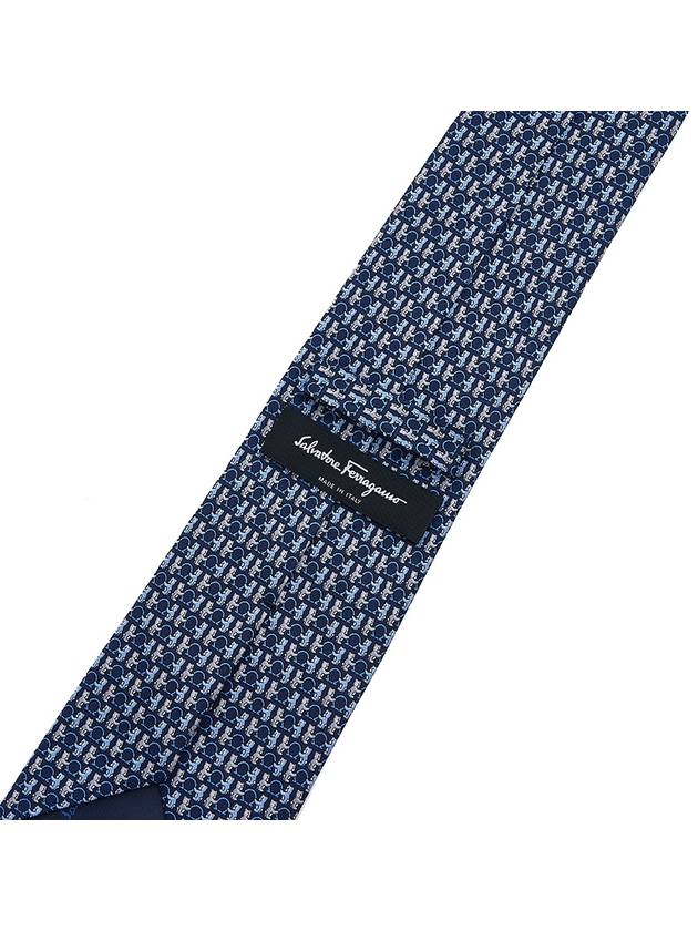 Ferragamo Men's Bear Print Silk Tie 35 0843 NAVY LOGHI E ANIMALI 0759101 - SALVATORE FERRAGAMO - BALAAN 7