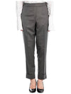 Tab Wool Turn-Up Straight Pants Grey - THOM BROWNE - BALAAN 2