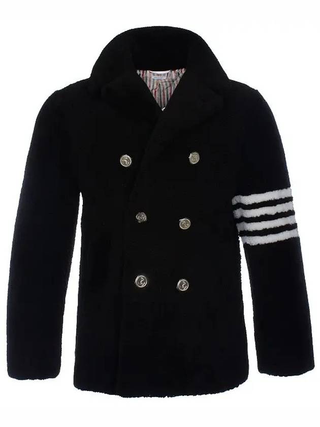 Men's 4 Bar Unconstructed Classic Shearling Double Coat Black - THOM BROWNE - BALAAN 7