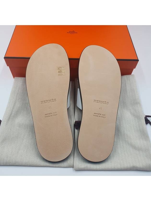 Izmir Leather Slippers Blanc - HERMES - BALAAN 6