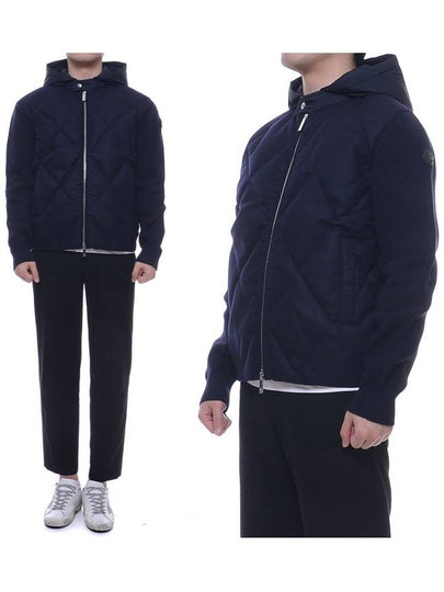 Men s Quilted Hooded Jacket Navy - MONCLER - BALAAN 2