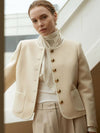 Women's Clash Short Wool Jacket Ivory - DEFEMME - BALAAN 1