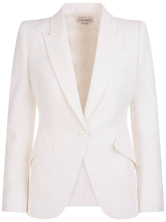 Women's Thin Crepe Single Jacket White - ALEXANDER MCQUEEN - BALAAN 1