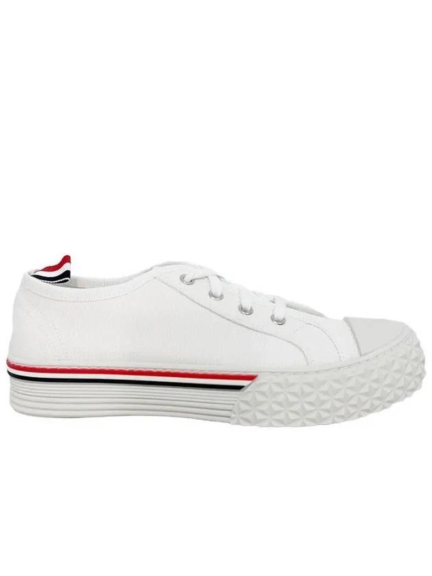 Striped Trim Lace-up Low Top Sneakers White - THOM BROWNE - BALAAN 2