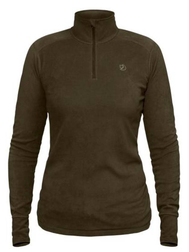 Women's Half Zip Long Sleeve T-Shirt  Dark Olive - FJALL RAVEN - BALAAN 2