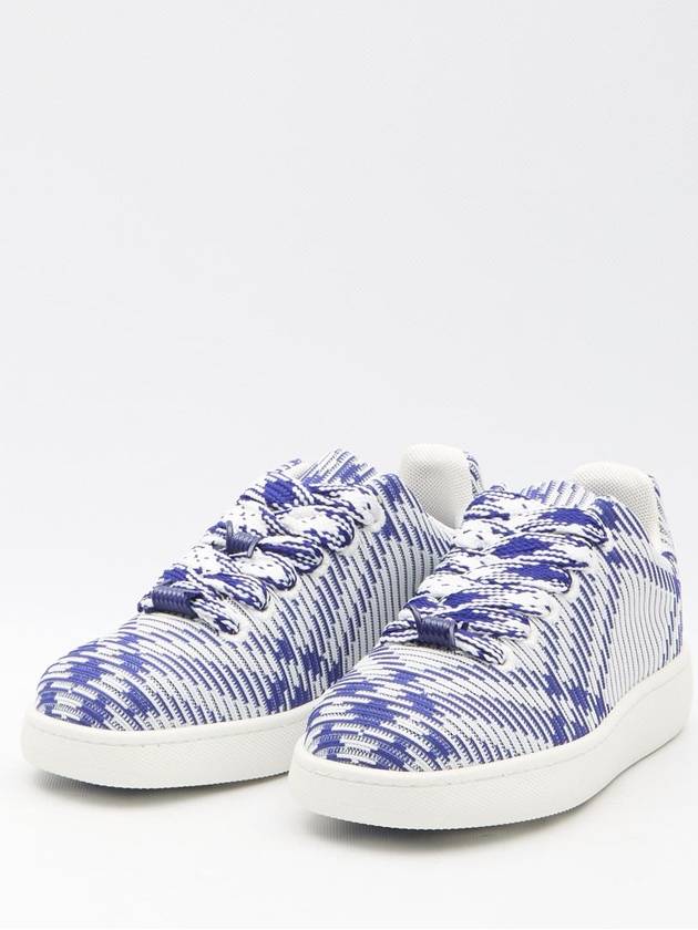 Box Check Print Leather Low Top Sneakers Royal Blue - BURBERRY - BALAAN 3