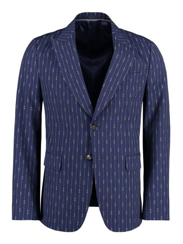 Horsebit Striped Wool Suit Blue - GUCCI - BALAAN 3