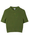 Cashmere Crop Knit Top Forest Green - LOEWE - BALAAN 2