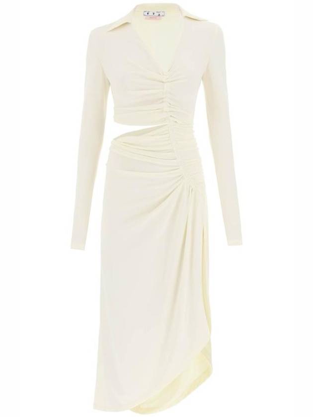 Draped Cut-Out Midi Dress White - OFF WHITE - BALAAN 2