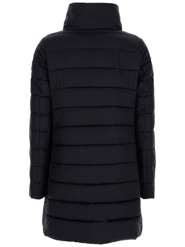 'Lydia' Black Down Jacket With Funnel Neck In Shiny Fabric Woman - SAVE THE DUCK - BALAAN 2