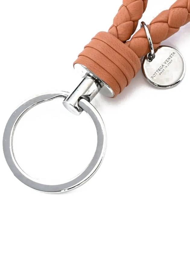 Intrecciato Leather Key Holder Coral - BOTTEGA VENETA - BALAAN 4