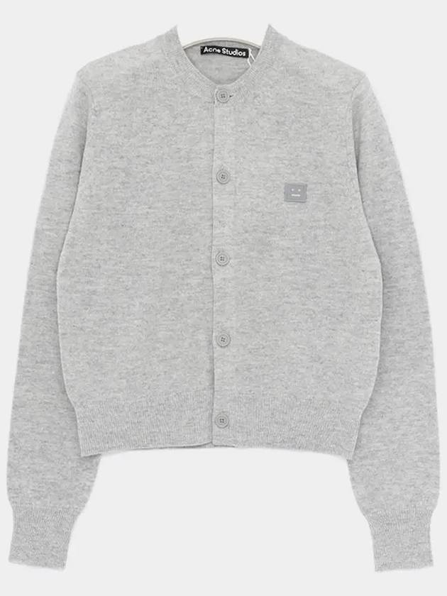 Face Patch Crop Cardigan Light Grey Melange - ACNE STUDIOS - BALAAN 3