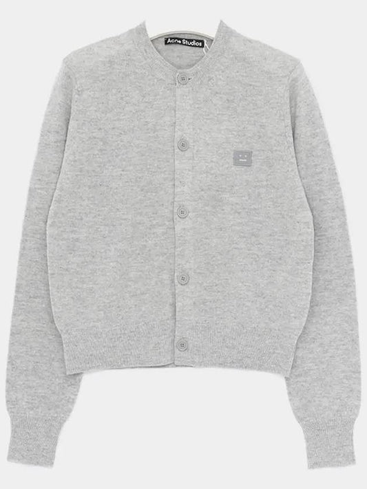 Face Patch Crop Cardigan Light Grey Melange - ACNE STUDIOS - BALAAN 2