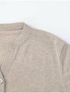 Glitter Notch Neck Knit Cardigan Beige - CALLAITE - BALAAN 3