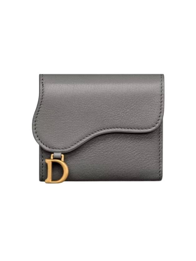 Saddle Lotus Goatskin Half Wallet Grey - DIOR - BALAAN 1