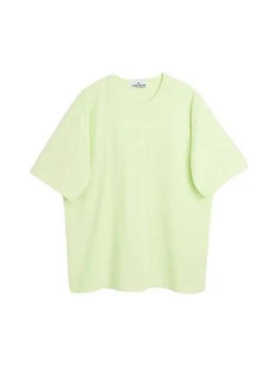 Micro Embroidered Logo Cotton Jersey Short Sleeve T-Shirt Light Green - STONE ISLAND - BALAAN 2