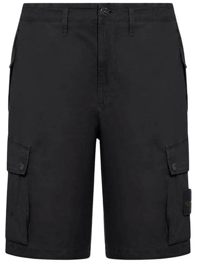 Logo Cotton Slim Cargo Shorts Black - STONE ISLAND - BALAAN 2