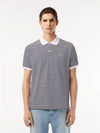 Logo Stripe Cotton Polo Shirt Navy - LACOSTE - BALAAN 2