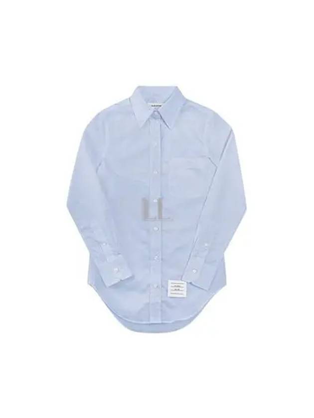 Logo Patch Cotton Shirt Light Blue - THOM BROWNE - BALAAN 2