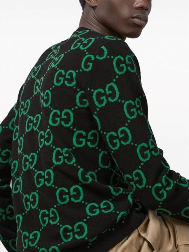 GG Wool Jacquard Knit Top Black Green - GUCCI - BALAAN 3