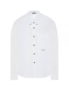 Logo Print Cotton Long Sleeve Shirt White - STONE ISLAND - BALAAN 2