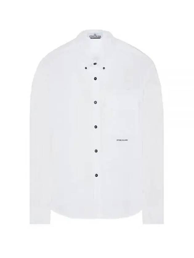 Logo Print Cotton Long Sleeve Shirt White - STONE ISLAND - BALAAN 2