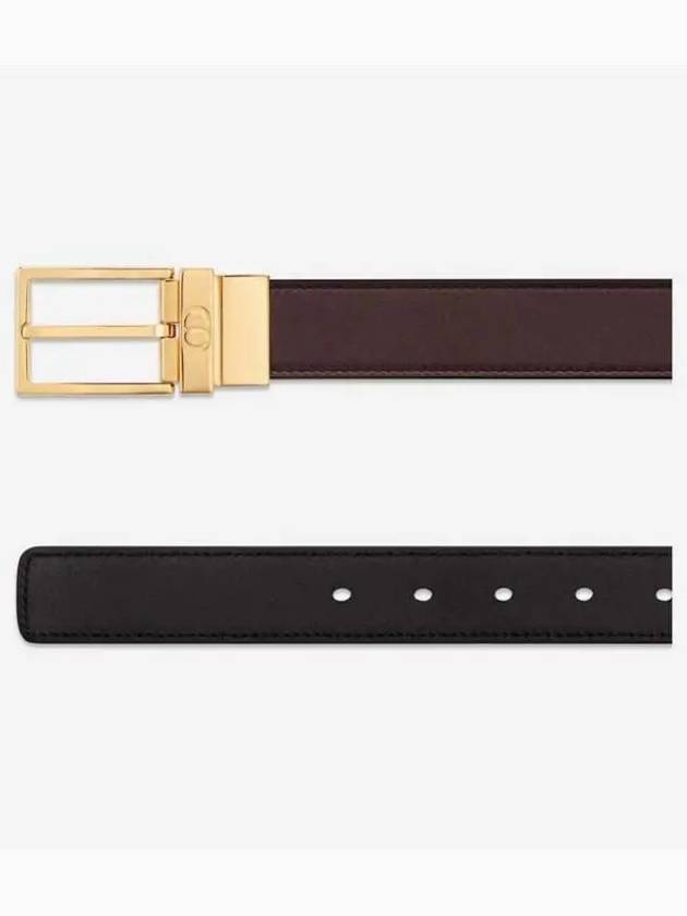 logo detail buckle reversible leather belt black brown - DIOR - BALAAN 5