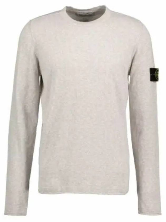 Logo Patch Crew Neck Cotton Nylon Knit Top Grey - STONE ISLAND - BALAAN 1