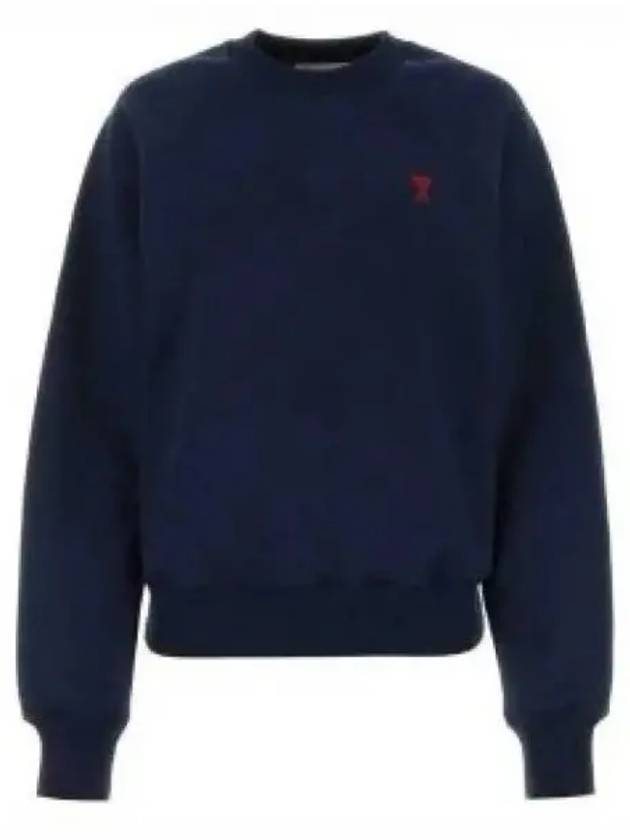 Heart Logo Organic Cotton Sweatshirt Navy - AMI - BALAAN 2