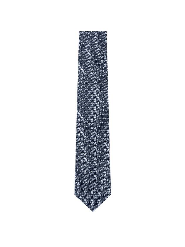 Men's Gancini Pixel Print Silk Tie Navy - SALVATORE FERRAGAMO - BALAAN 2