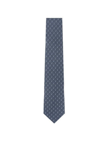 Men's Gancini Pixel Print Silk Tie Navy - SALVATORE FERRAGAMO - BALAAN 1