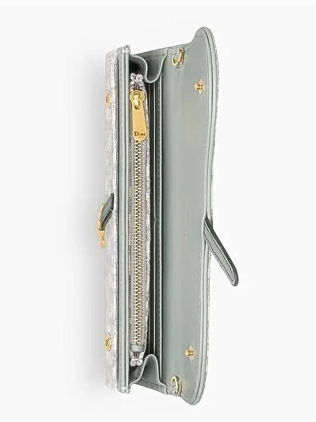 Oblique Saddle Chain Cross Long Wallet Grey - DIOR - BALAAN 7