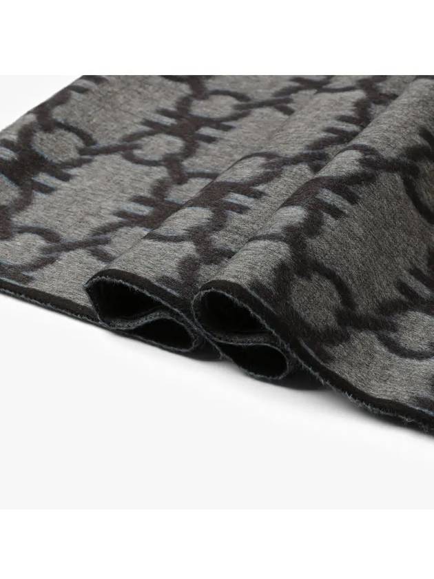 Gancini Scarf Anthracite - SALVATORE FERRAGAMO - BALAAN 4