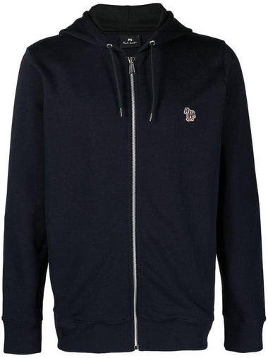 Zebra Logo Cotton Zip Up Hoodie Navy - PAUL SMITH - BALAAN 1