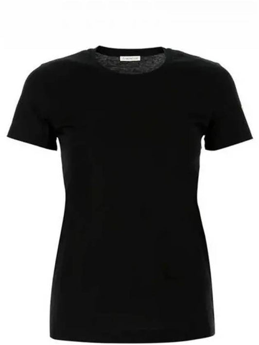 8C73200 V8058 999 Logo Patch Round Short Sleeve T Shirt Black Women TTA 270109 - MONCLER - BALAAN 1