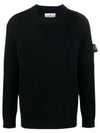 Full Rib Wool Knit Top Black - STONE ISLAND - BALAAN 2