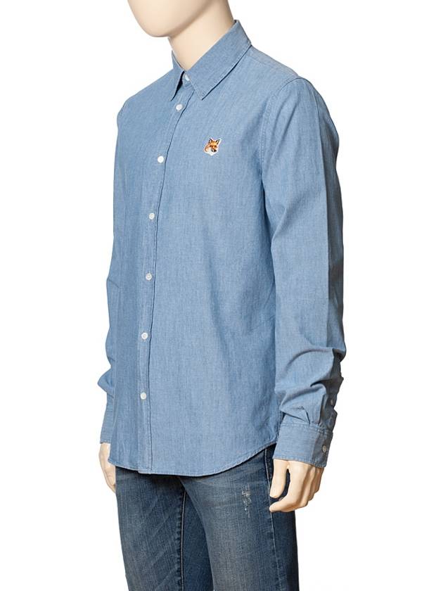 Men s Logo Foxhead Classic INDIGO Long Sleeve Shirt MM00409WC5006 - MAISON KITSUNE - BALAAN 2