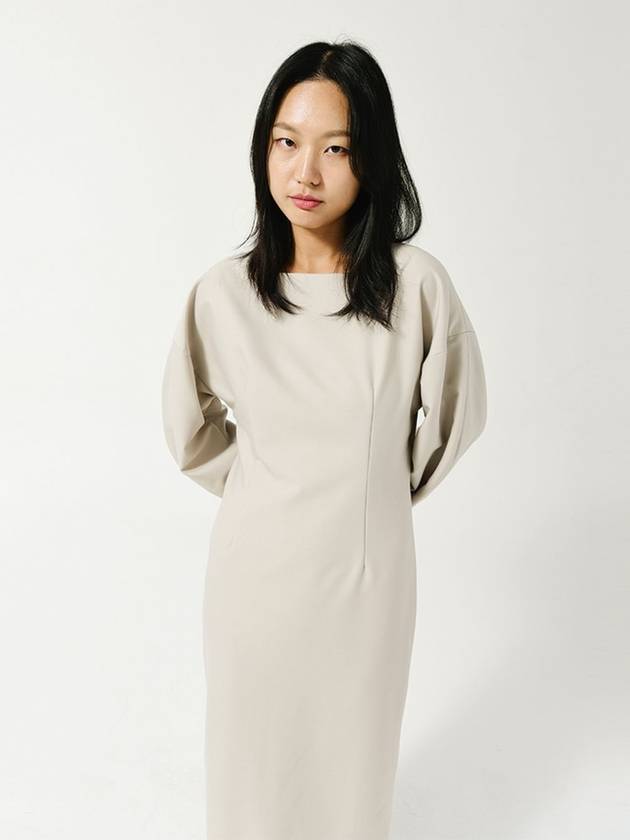 Square Neck Quarter Sleeve Midi Dress Cream - LE SOLEIL MATINEE - BALAAN 5