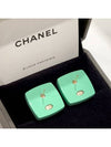 Champagne gold green square earrings crystal earrings - CHANEL - BALAAN 4